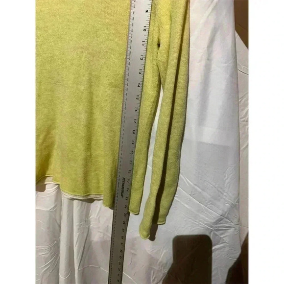 Eileen Fisher Women's V-Neck Long Sleeve Yellow Wool Blend Blouse  M Minimalist - Picture 7 of 10